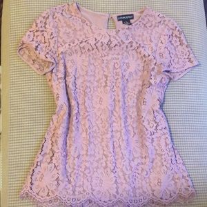 Cynthia Rowley Lace Mauve Top with Light Fringe